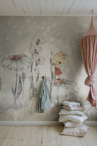 Fototapeta zaczarowane pola kwiatów Rebel Walls R20298 Bloomy Fields of Marion Blue Mrs Mighetto