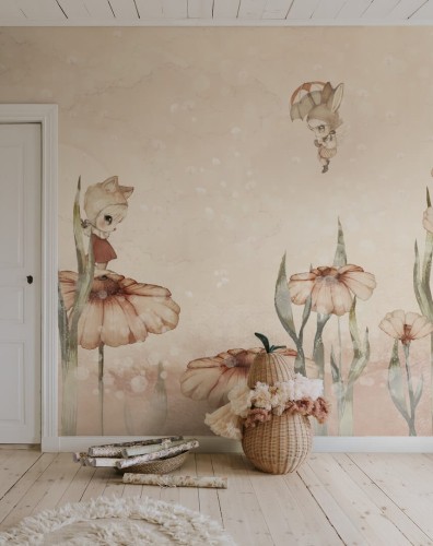 Fototapeta zaczarowane pola kwiatów Rebel Walls R20299 Bloomy Fields of Marion Pink Mrs Mighetto