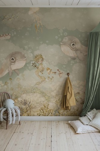 Fototapeta zaczarowany podwodny świat Rebel Walls R20404 Water Song Aqua Green Mrs Mighetto