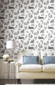 Tapeta króliki York Wallcoverings AT4263 Bunny Toile Black & White