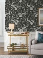 Tapeta botaniczna pawie York Wallcoverings BW3802 Plume Black & White