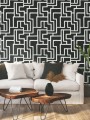 Tapeta labirynt York Wallcoverings BW3831 Graphic Polyomino Black & White