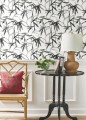 Tapeta liście bambusa York Wallcoverings BW3843 Bambo Ink Black & White