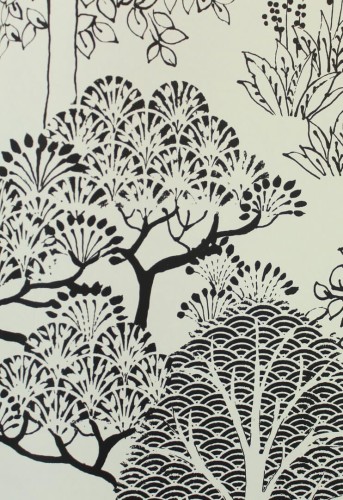 Tapeta azjatyckie drzewa York Wallcoverings BW3853 Kimono Trees Black & White