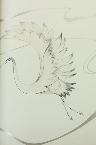 Tapeta żurawie York Wallcoverings BW3873 Soaring Cranes Black & White