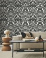Tapeta botaniczna czaple York Wallcoverings BW3931 Egret Damask Black & White