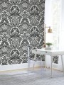 Tapeta botaniczna czaple York Wallcoverings BW3931 Egret Damask Black & White