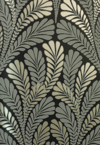 Tapeta liście wachlarze York Wallcoverings BW3951 Shell Damask Black & White