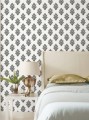 Tapeta kwiaty lotosu York Wallcoverings BW3977 Lotus Motif Black & White