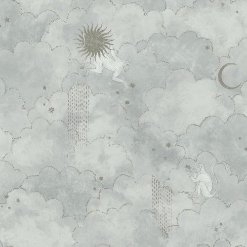 Tapeta chmury, gwiazdy i małpy Les Dominotiers AFDC204/3 Stars and Monkeys Magic Garden