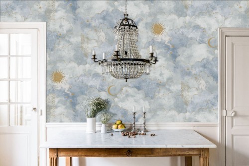 Fototapeta chmury, gwiazdy i małpy Les Dominotiers AFDC205/2 Grand Stars and Monkeys Magic Garden