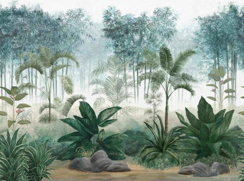 Fototapeta dżungla Tecnografica 81943-3A MORGAN EMERALD WHITE SKY