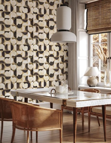 Mural geometryczny muszle metaliczna Les Dominotiers DOM4012 Ammonis Or Volume 14