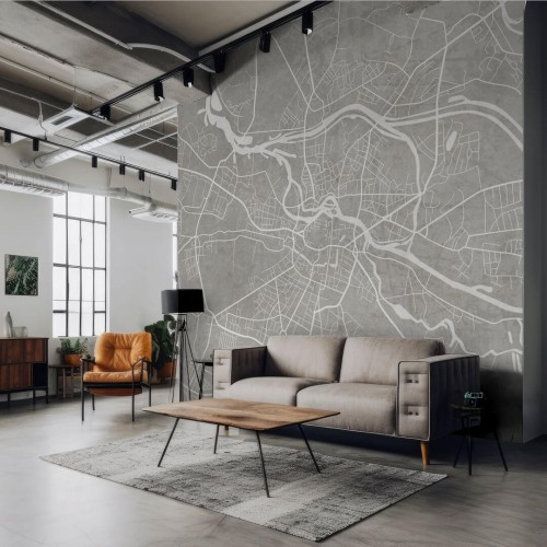 Fototapeta plan miasta Wrocław Wall Art Breslau Grey