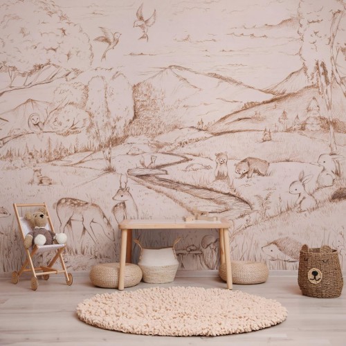 Fototapeta dziecięca leśne zwierzęta na polanie Wall Art Elliot