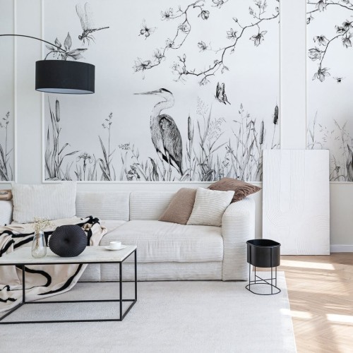 Fototapeta botaniczna z czaplą Wall Art Heron