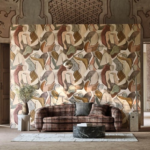 Mural tekstylny abstrakcyjne sylwetki Black Edition W948/02 Figura Panel Mehndi Tsauri