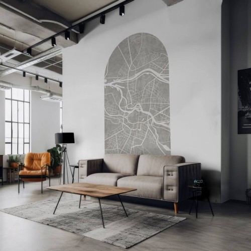 Mural łuk plan miasta Wrocław Wall Art Breslau Grey Łuk
