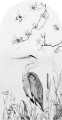 Mural łuk botaniczny z czaplą Wall Art Heron Łuk