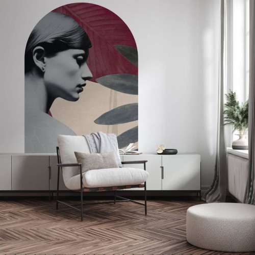 Mural łuk portret kobiety Wall Art Onna Burgundy Łuk