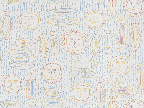 Tapeta imitująca francuskie ceramiczne wzory Pierre Frey FP779001 Calanques Eternel Ete