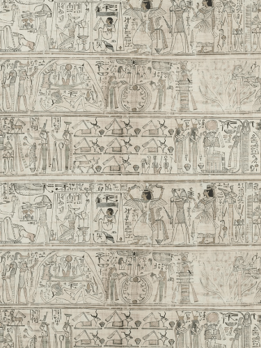 Tapeta mitologiczne papirusy Pierre Frey FP884001 Le Scribe Merveilles d'Egypte