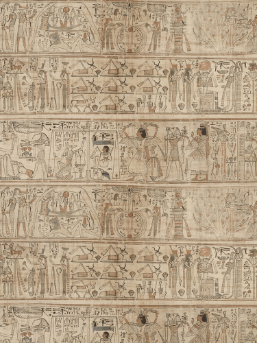 Tapeta mitologiczne papirusy Pierre Frey FP884002 Le Scribe Merveilles d'Egypte