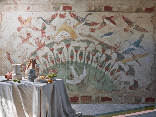 Mural przypominający fresk z ptakami Pierre Frey FP890001 Les Marais Du Nil Merveilles d'Egypte