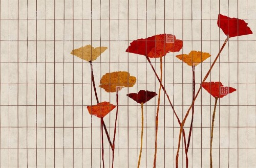 Fototapeta kwiaty i kratka London Art TDV2GP101_1A In The Morning The Daydreamer Vol.2