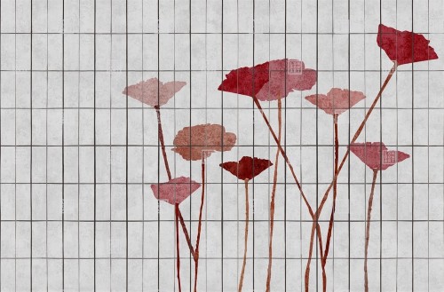 Fototapeta kwiaty i kratka London Art TDV2GP101_3A In The Morning The Daydreamer Vol.2