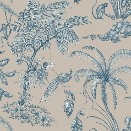 Tapeta egzotyczna zwierzęta i rośliny Sandberg S10431 Moa Indigo Blue Palm Garden