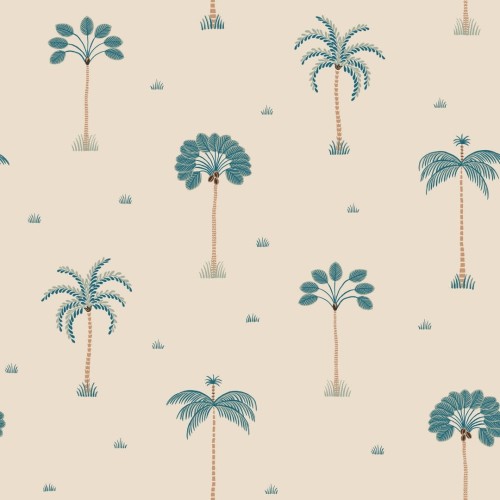 Tapeta palmy Sandberg S10437 Milo Misty Blue Palm Garden