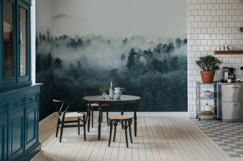 Fototapeta zamglony las Rebel Walls R18863 Misty Woodland Blue Mystic Shades