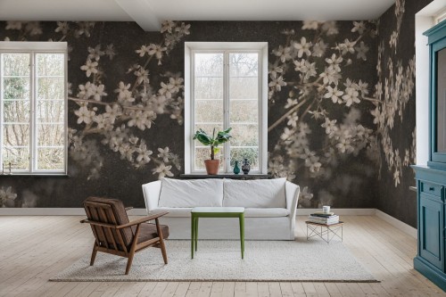 Fototapeta kwitnące gałęzie jabłoni Rebel Walls R18872 Apple Blossom Dark Mystic Shades