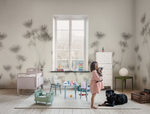 Fototapeta graficzne kwiaty Rebel Walls R18882 Astrantia Black White Mystic Shades