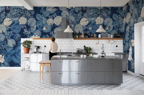 Fototapeta lilie wodne Rebel Walls R20172 Water Lilies Blue Mystic Shades