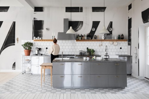 Fototapeta nowoczesne linie Rebel Walls R20181 Bold Lines Black Mystic Shades