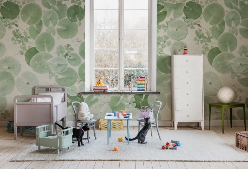 Fototapeta lilie wodne Rebel Walls R20182 Water Lilies Light Green Mystic Shades