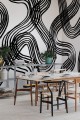 fototapeta artystyczne linie Rebel Walls R20195 Ink Stripes Black White Mystic Shades