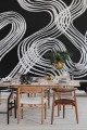 fototapeta artystyczne linie Rebel Walls R20196 Ink Stripes Black Mystic Shades
