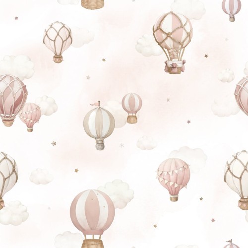 Tapeta balony i chmury Lilipinso H0803 Pink Hot-Air Balloons