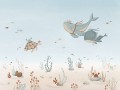 Mural wieloryby i żółw podwodny świat Lilipinso H0774 Seabed, Whales