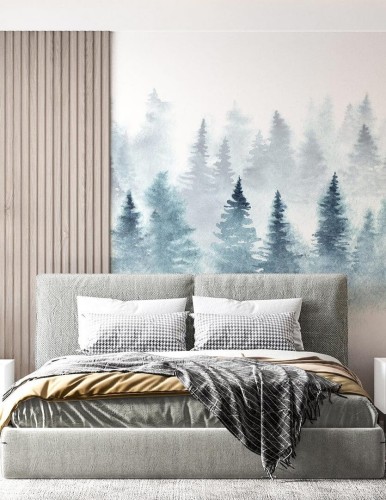 Mural zamglony las PaperMint Winter Forest 60