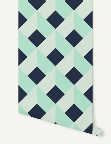Tapeta geometryczna kratownica Papermint Cielda 2 BLEU Classics