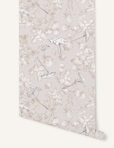 Tapeta gałęzie sosny Papermint Epine Douce 1195 Poudre Beige Classics