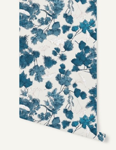 Tapeta gałęzie sosny Papermint Epine Douce 1208 Bleu de Minuit Classics