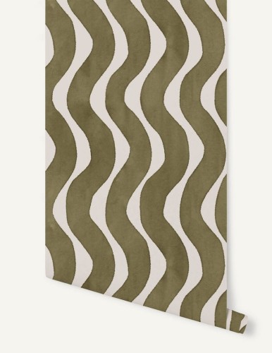 Tapeta falujące pasy Papermint La Vague 1137 Olive Feutre Classics