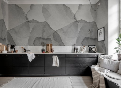 Fototapeta akwarelowe plamy Rebel Walls R18589 Petals Graphite Simplicity