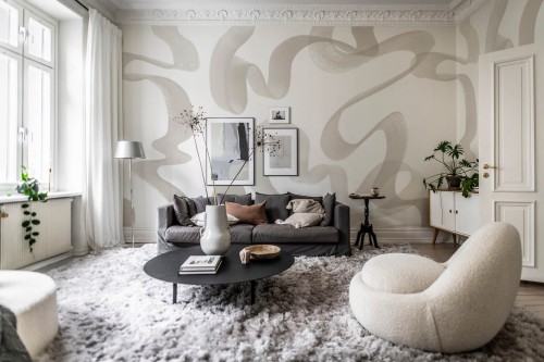 Fototapeta abstrakcja Rebel Walls R18633 Waves Beige Simplicity