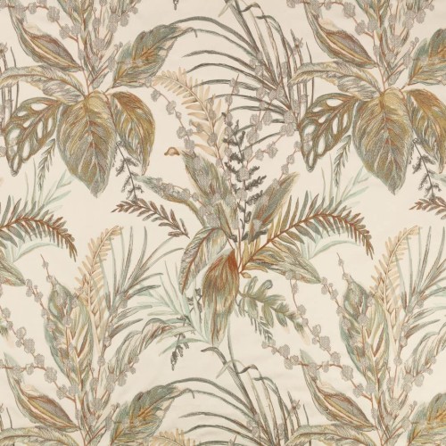 Tkanina haftowana z tropikalnymi roślinami Romo 8043/02 Sayula Ottavia Fabrics